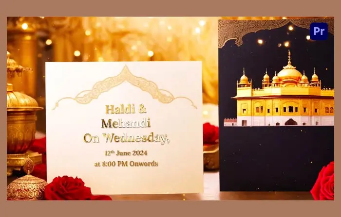Golden 3D Punjabi Wedding Invitation Stunning Slideshow